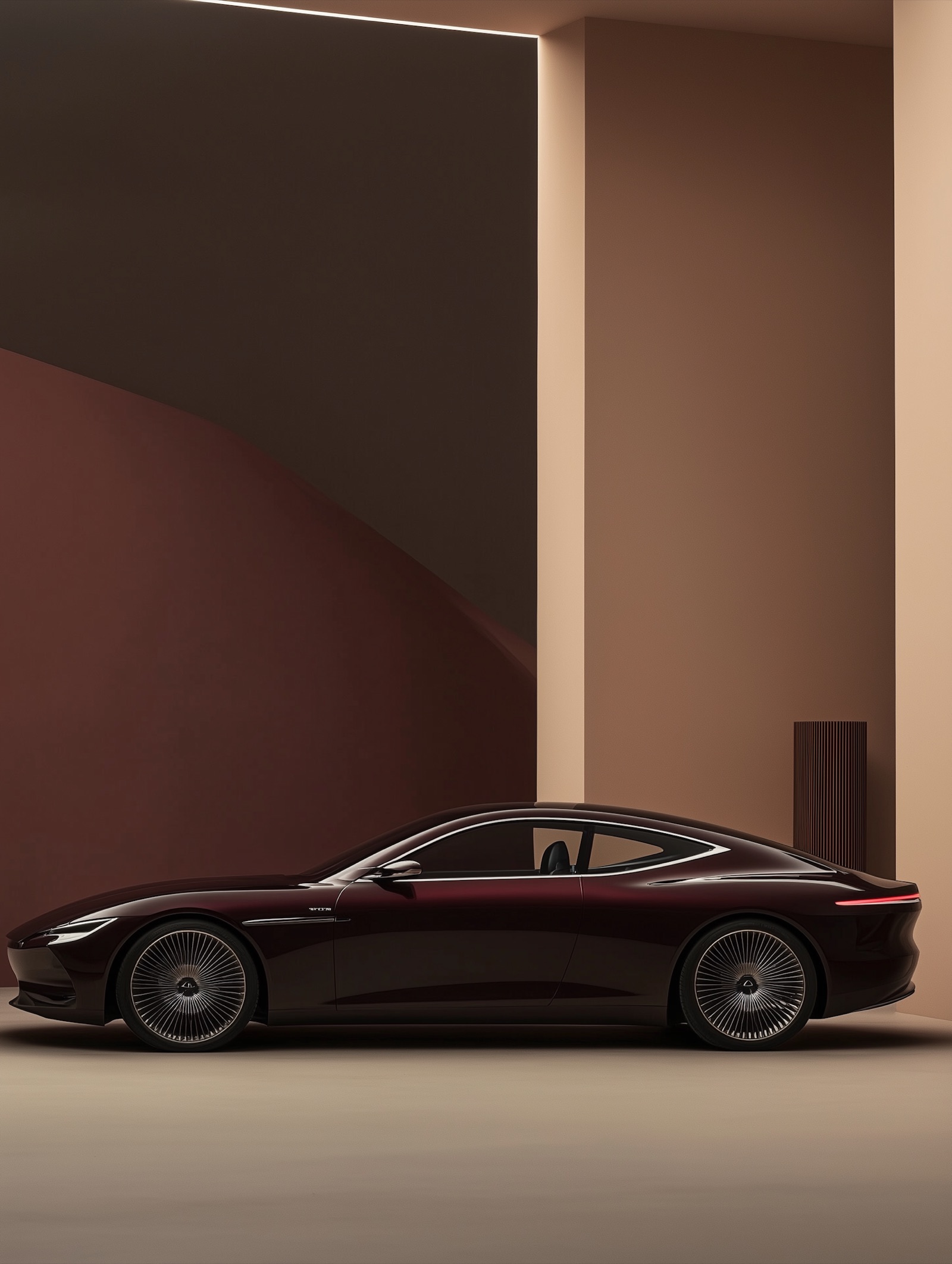 Luxury burgundy vehicle for discreet client transport